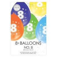 Globos Ballonnen 2-zijdig geprint cijfer 8, 8st. - thumbnail