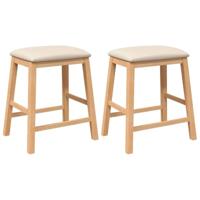 Barstoelen met kussens 2 st massief hout rubber - thumbnail