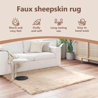 VidaXL Nep schapenvacht tapijt tafalla beige 120 x 120 cm polyester - thumbnail