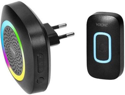 Enzo Virone draadloze deurbel set 300m zwart plug-in +rgb - 8415501 Enzo Virone draadloze deurbel set 300m zwart plug-in +rgb - 8415501