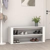 VidaXL Schoenenrek 100x35x45 cm bewerkt hout wit - thumbnail