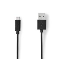 Nedis USB-Kabel | USB 2.0 | USB-A Male | USB Micro-B Male | 11 W | 480 Mbps | Vernikkeld | 2.00 m | Rond | PVC | Zwart | Label - CCGL60500BK20 - thumbnail