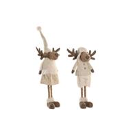 Kerstversiering Home ESPRIT Wit Beige 25 x 18 x 44 cm (2 Stuks) - thumbnail