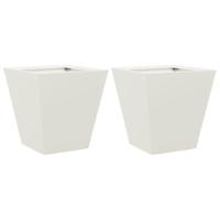 Plantenbakken 2 st 30x30x30 cm staal wit - thumbnail