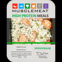 Muscle Meat High Protein Meals Kipfilet Chunks Risotto Spinaci Spieropbouw 450 g bij Jumbo - thumbnail