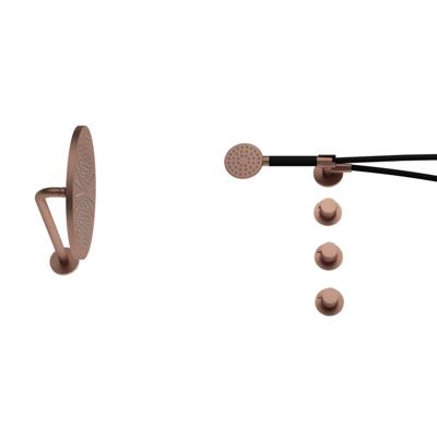 Hotbath Cobber - CB7067 - Inbouw Regendoucheset - Geborsteld Koper PVD - 2 Stopkranen - Thermostatisch - Wandarm 40 cm - Hoofddouche 300 mm - Ronde Handdouche 3 Standen - met M106 - Waterbesparend