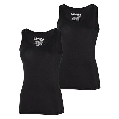 Apollo Singlet Dames Bamboo Zwart 2-pack-L