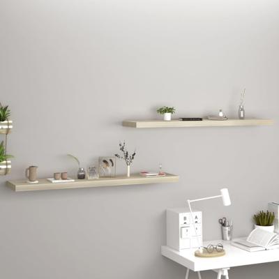 Wandschappen zwevend 2 st 120x23,5x3,8 cm MDF eikenkleurig Wandschappen zwevend 2 st 120x23,5x3,8 cm MDF eikenkleurig