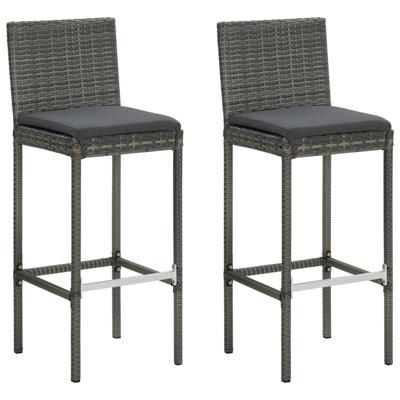 VidaXL Tuinbarkrukken met kussens 2 st poly rattan grijs VidaXL Tuinbarkrukken met kussens 2 st poly rattan grijs