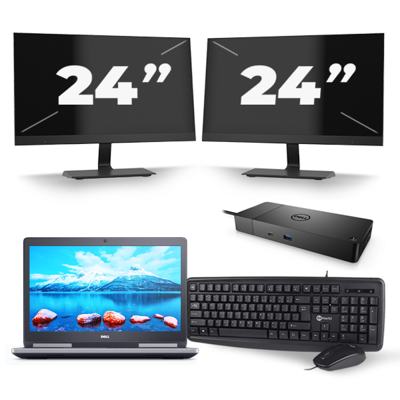 Dell Precision 7520 - Intel Core i7-7e Generatie - 15 inch - 16GB RAM - 256GB SSD - Windows 11 + 2x 24 inch Monitor