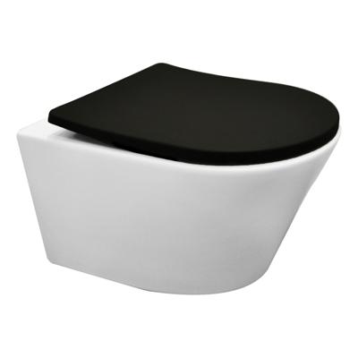 Wiesbaden Vesta wandcloset rimless mat wit met Shade slim toiletzitting softclose en quick release mat zwart 32.6013
