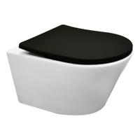 Wiesbaden Vesta wandcloset rimless mat wit met Shade slim toiletzitting softclose en quick release mat zwart 32.6013 - thumbnail