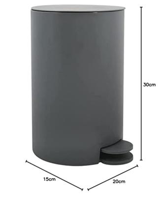 MSV kleine Pedaalemmer - donkergrijs - 3L - 15 x 27cm