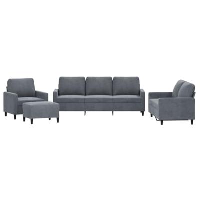 4-delige Loungeset met kussens fluweel donkergrijs