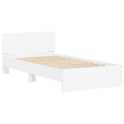 Bedframe met hoofdbord en LED-verlichting wit 100x200 cm