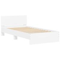 Bedframe met hoofdbord en LED-verlichting wit 100x200 cm - thumbnail