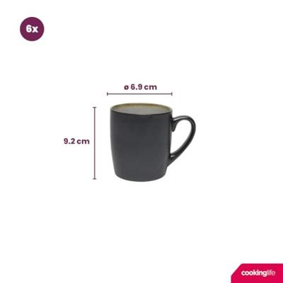 Cookinglife Mokken Nola Warm Grey 350 ml - 6 stuks