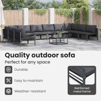 Tuinbankenset met kussen 11 pcs Zwart Staal - thumbnail