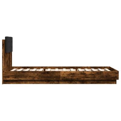Bedframe met hoofdeinde bewerkt hout gerookt eiken 120x190 cm