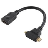 HDMI Female to Mini HDMI + Micro HDMI T Shape Cable(Black) - thumbnail