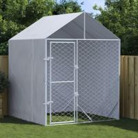 Hondenkennel met dak 2x2x2,5 m gegalvaniseerd staal zilver - thumbnail