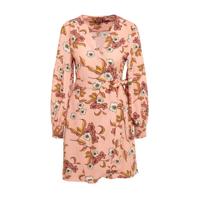 Superdry gebloemde wikkeljurk roze/donkergeel/ecru - thumbnail