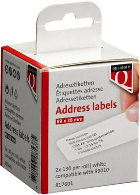Label etiket quantore 99010 28x89mm adres wt Label etiket quantore 99010 28x89mm adres wt