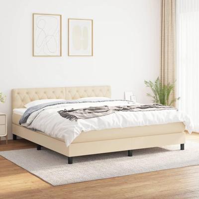 Boxspring met matras stof crèmekleurig 160x200 cm