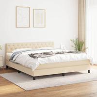 Boxspring met matras stof crèmekleurig 160x200 cm - thumbnail