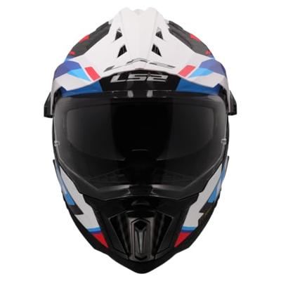 LS2 endurohelm "mx701 explorer carbon frontier ii", inwendig zonnevizier, uitneembaar, wasbaar, hypoallergeen en ademend, verstevigde kinriem, rescue wangkussentjes, dubbele d-voering helmet mx701 expl. car.fr.ii xxl wh/blue/bl - thumbnail