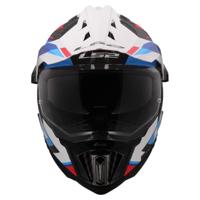 LS2 endurohelm "mx701 explorer carbon frontier ii", inwendig zonnevizier, uitneembaar, wasbaar, hypoallergeen en ademend, verstevigde kinriem, rescue wangkussentjes, dubbele d-voering helmet mx701 expl. car.fr.ii xxl wh/blue/bl - thumbnail