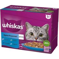 WHISKAS gelei zakjes, smaken: Witte Vis, Kabeljauw, Zalm, Tonijn - nat kattenvoer - 12x85g - thumbnail