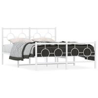 Bedframe met hoofd- en voeteneinde metaal wit 135x190 cm - thumbnail