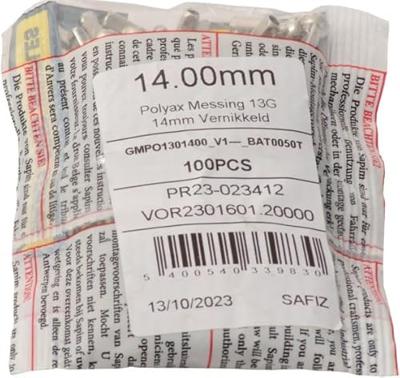 Sapim spaaknippel 13 polyax 14mm messing zilver (100st)