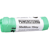 PowerSterko Afvalzak | Bioplastic o.b.v. Zetmeelblend | 30l | 50x60cm | 15my | groen | 40 rol - thumbnail