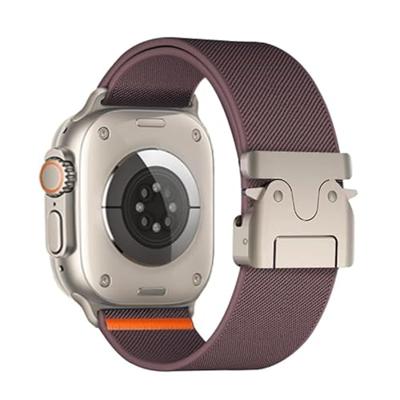 By Qubix - Nylon bandje met Parachute sluiting - Donkerpaars - Compatible met Apple Watch 38mm / 40mm / 41mm / 42mm - Compatible Apple watch bandjes