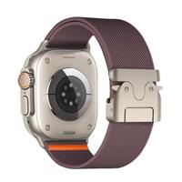 By Qubix - Nylon bandje met Parachute sluiting - Donkerpaars - Compatible met Apple Watch 38mm / 40mm / 41mm / 42mm - Compatible Apple watch bandjes - thumbnail