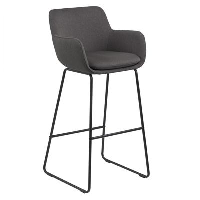 Barkruk 'Svend' met armleuning (zithoogte 76cm), kleur donkergrijs