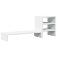 Monitorstandaard met bureau-organizer bewerkt hout wit - thumbnail