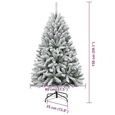 Kunstkerstboom met 150 LED Groen en Wit 150 cm PVC en Metaal