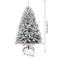Kunstkerstboom met 150 LED Groen en Wit 150 cm PVC en Metaal - thumbnail