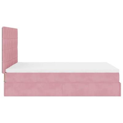 Ottoman bed met matrassen 140x200cm fluweel roze