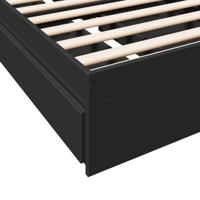 Bedframe met lades bewerkt hout zwart 75x190 cm - thumbnail