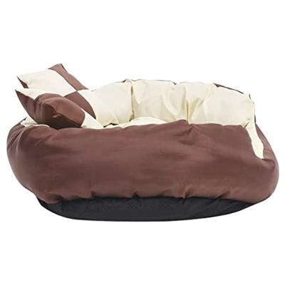 VidaXL Hondenkussen omkeerbaar en wasbaar 85x70x20 cm bruin en crème