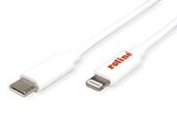 ROLINE USB type C Sync & Charge kabel voor Apple apparaten met 8pin-Connector, wit, 1 m - thumbnail