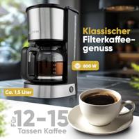 Clatronic KA 3808 Koffiezetapparaat RVS Capaciteit koppen: 12 Warmhoudfunctie, Glazen kan - thumbnail