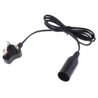 E14 Wire Cap lamp houder kroonluchter stopcontact met 1 2 m verlengkabel kleine UK plug (zwart) - thumbnail