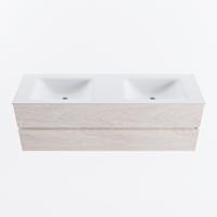 MONDIAZ VICA 150cm badmeubel onderkast Underlayment 2 lades. Wastafel CLOUD dubbel zonder kraangat, kleur Talc. - thumbnail