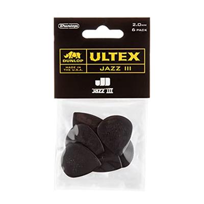 Dunlop Ultex Jazz III 2.0mm 6-pack plectrumset zwart