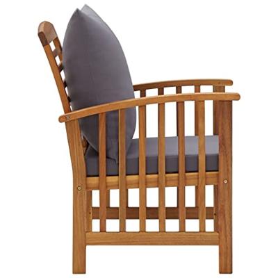Tuinstoelen 2 st met kussens massief acaciahout - thumbnail